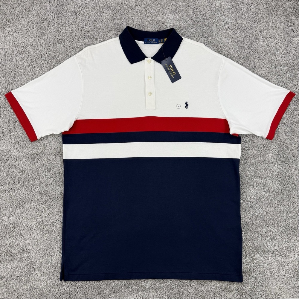 Polo Ralph Lauren Polo Men's XLT NWT Striped Soft Cotton Colorblock Patriotic